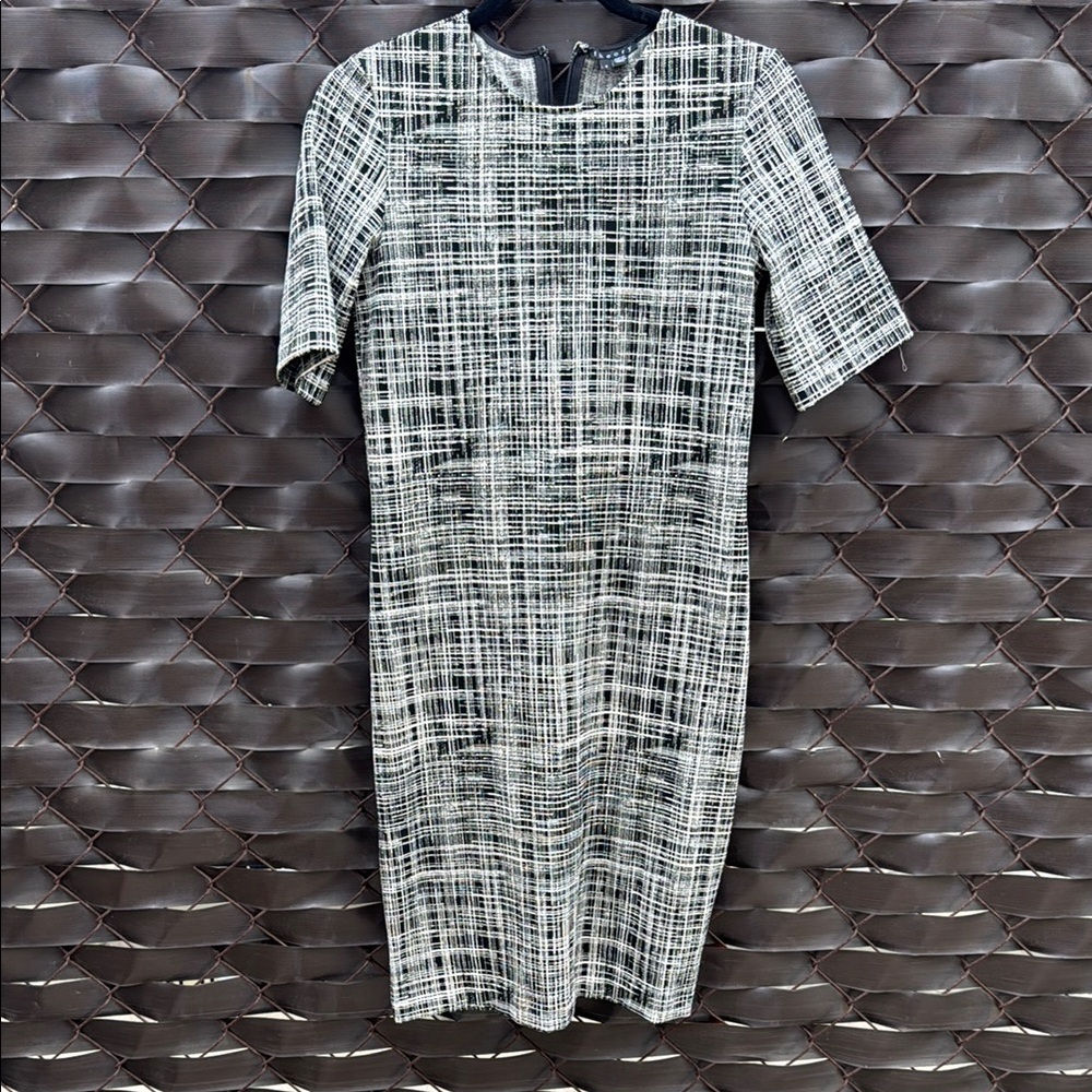Theory Black and White Sheath Midi Dress